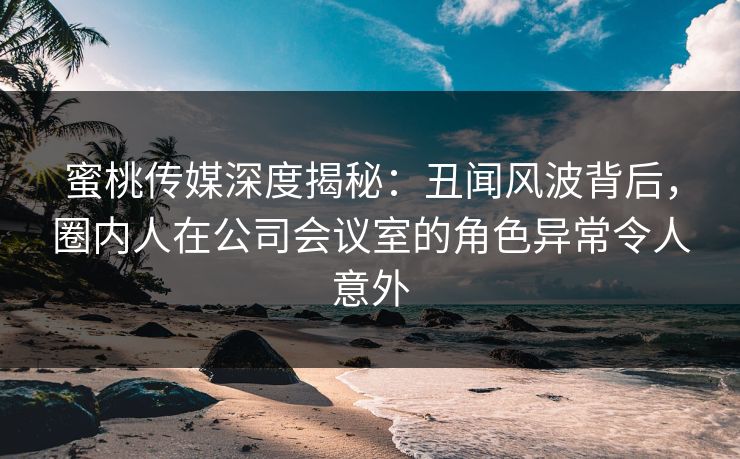 蜜桃传媒深度揭秘：丑闻风波背后，圈内人在公司会议室的角色异常令人意外
